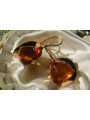 Russian Soviet silver rose gold plated 925 Amber earrings veab006